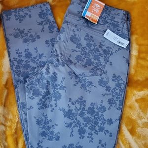 Gray floral print denim sz 8